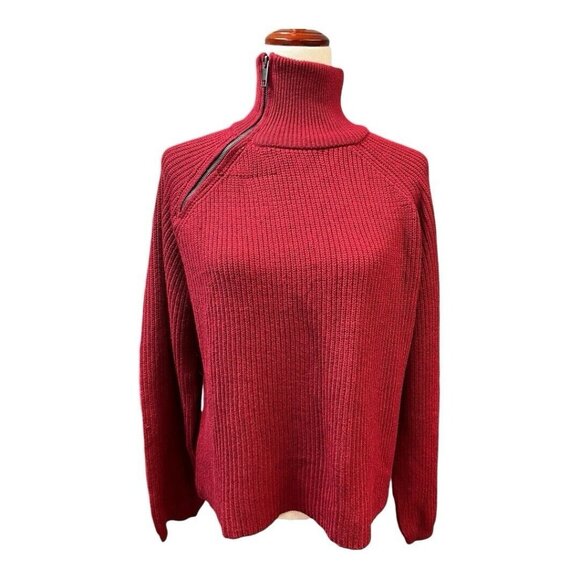 RD Style Oversized Sweater Womens Quarter Zip Mock Neck~Size XS~Red NWOT L10 19 - Picture 3 of 12